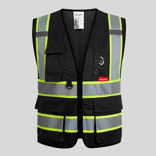 Gilet de sécurité noir avec poches