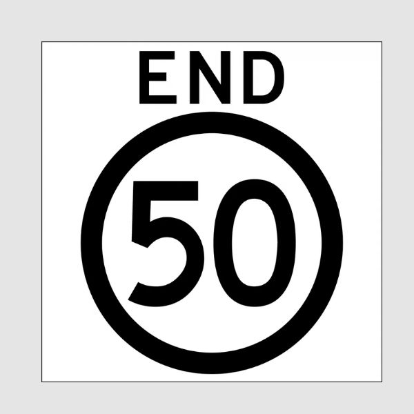 End 50km Sign