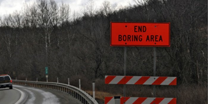 End Boring Area Sign