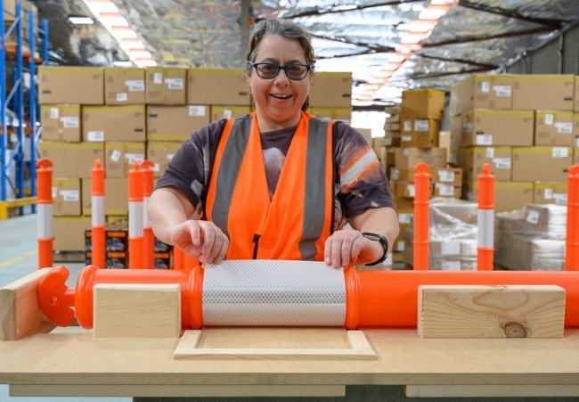 t top bollard reflective collar lamination