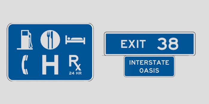 Blue Rectangle Road Sign