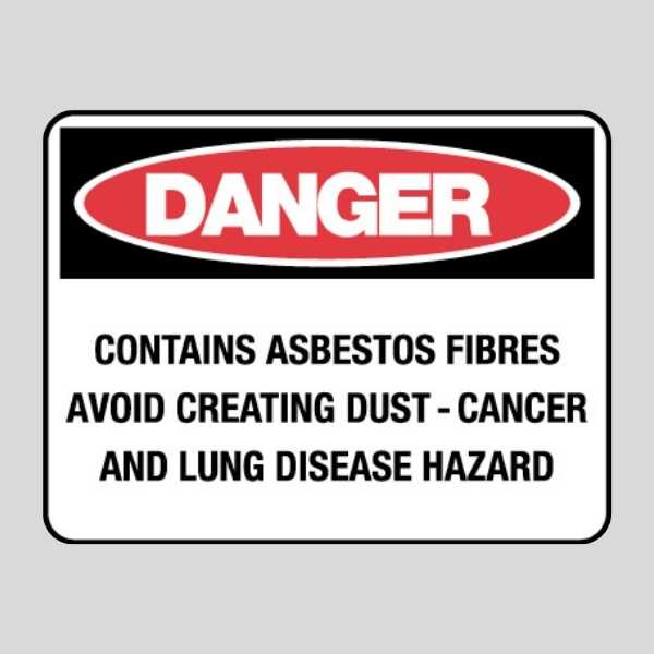 Contains Asbestos Fibres Danger Sign