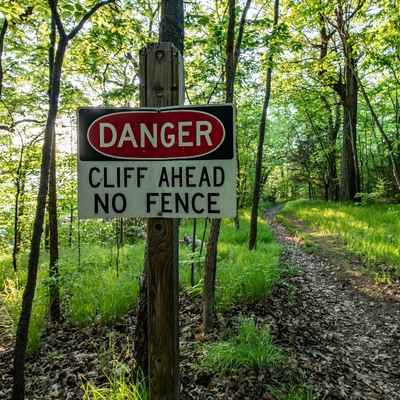 Danger Cliff Ahead Sign for Tourist Areas