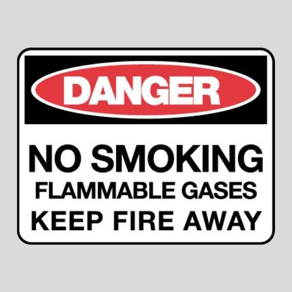 Danger No Smoking Flammable Gases Sign