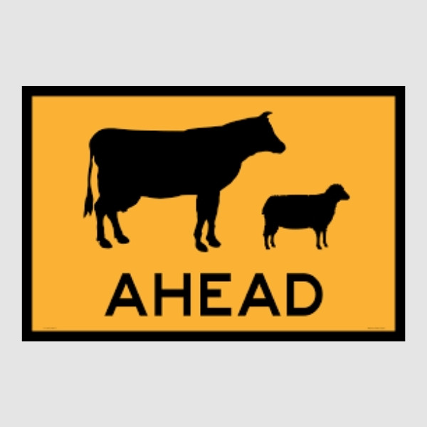 Livestock Ahead Boxed Edge Sign