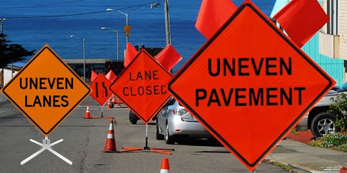 Uneven Lane Sign