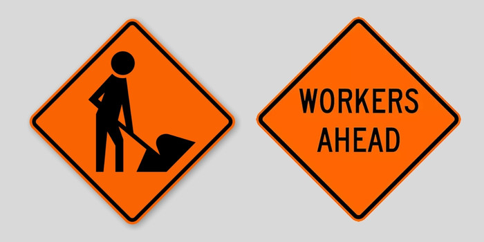 Workers Ahead Sign