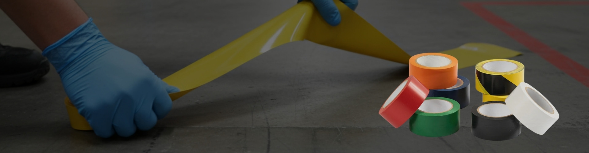 Banner de cinta para marcar el suelo